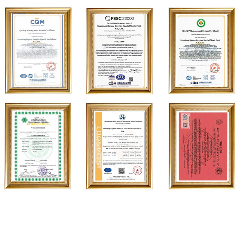 certificate of non dairy creamer
